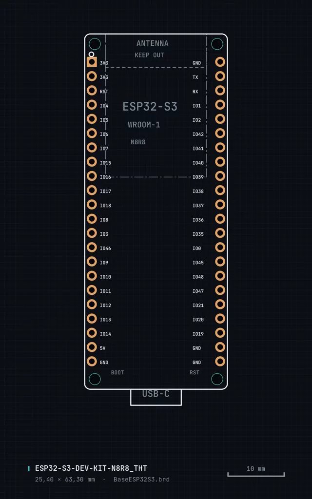 Empreinte Eagle de la carte de développement ESP32-S3