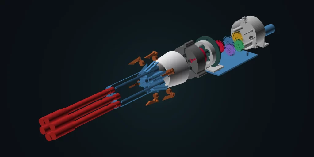Vue éclatée des pièces du lance-missiles