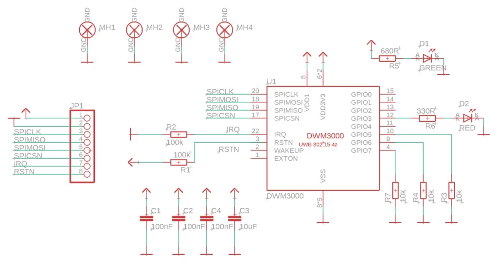 Schéma électronique de la carte d'adaptation DWM3000